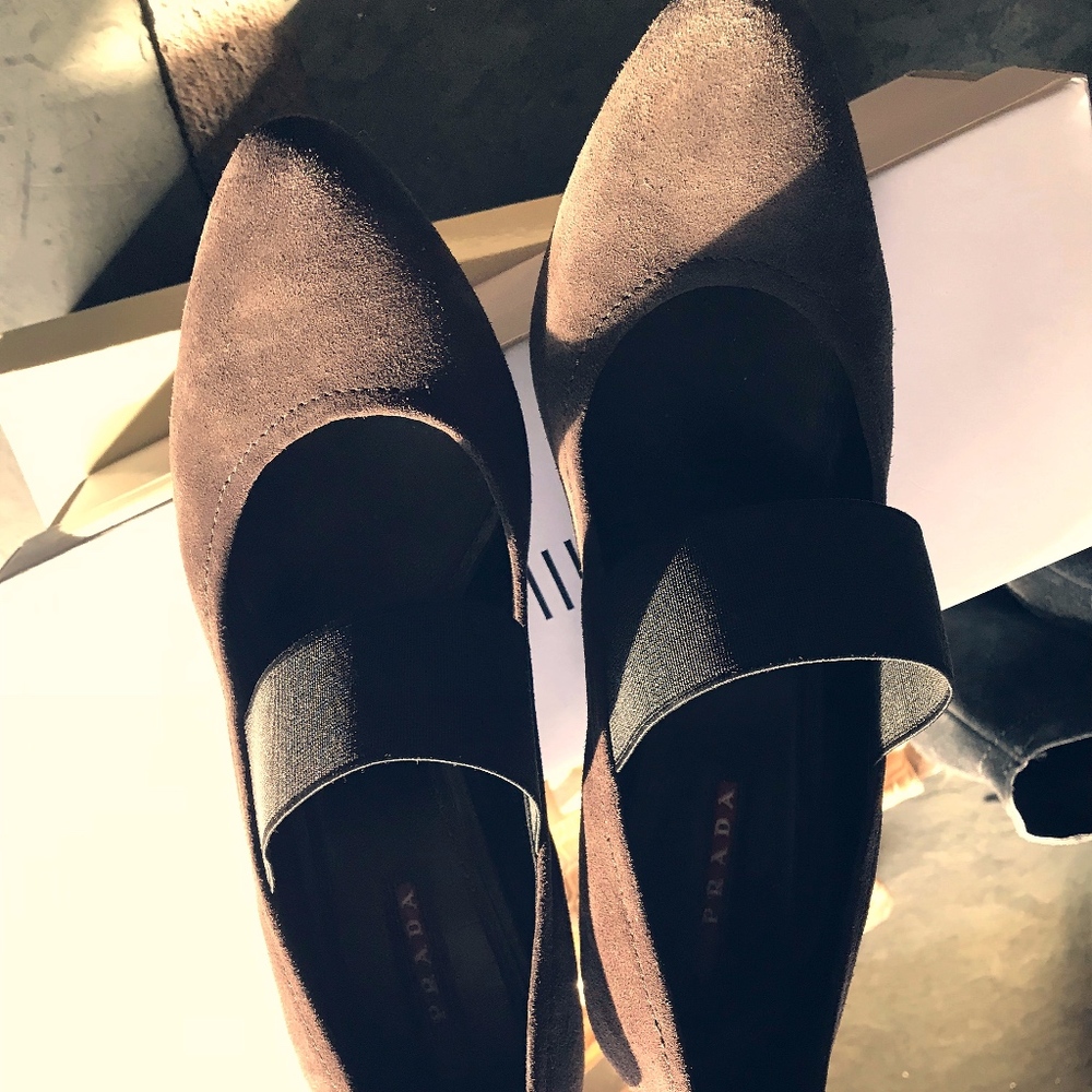 PRADA Suede Wedge MaryJane